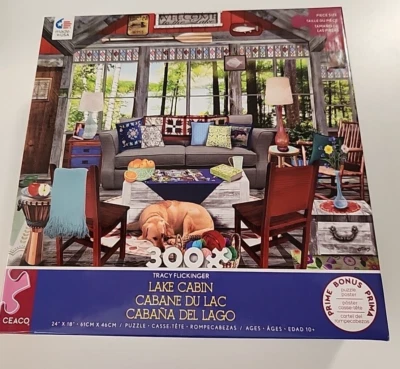Ceaco - LAKE CABIN - 300 Large Piece 24" x 18" Finished - with Bonus Poster - Image 1 of 4
