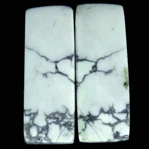 38.95Cts. 11X30X5mm. 100% Natural Howlite Rectangle Cab Matched Pair Gemstone - Picture 1 of 5