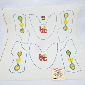 Love Tennis Themed Hat Handpainted Needlepoint Canvas Seebos Creatons KSM 142 - Picture 1 of 7