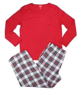 Family PJs Long Sleeve Top & Stewart Plaid Pants Women's 2-Piece Pajama Set NWT - Picture 1 of 2