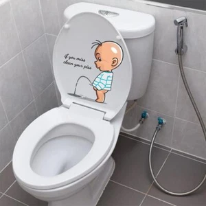 Slogan Graphic Cartoon Pattern Toilet Lid Decal Toilet S8C4 Seat Sticker F9K5 - Bild 1 von 10