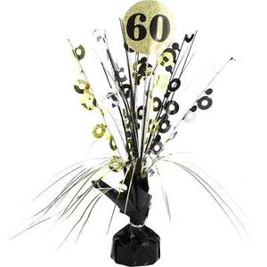 Pristmatic 60th Birthday Black and Gold Centrepiece Decoration Balloon Weight - Picture 1 of 1