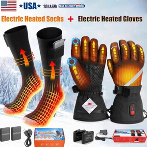 Electric Heated Gloves Rechargeable Battery with Electric USB Heated Socks USA - Picture 1 of 16