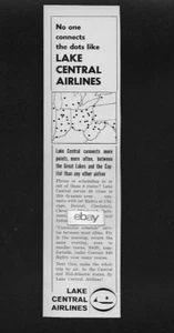 LAKE CENTRAL AIRLINES 1962 CONNECT THE DOTS MIDWEST TO WASHINGTON D.C. AD - Picture 1 of 1