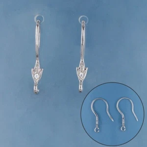 Alambres/pendientes de gancho francés de tulipán de plata esterlina circonita cúbica (bucle abierto) #33587 - Imagen 1 de 5