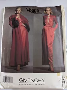 Vogue 1046 Vintage 90s Sewing Pattern Givency long dress & long coat Size 12 - Picture 1 of 3