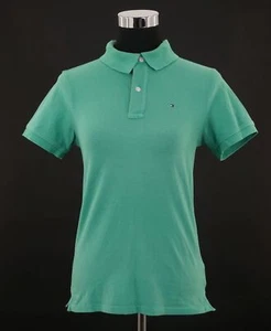 Tommy Hilfiger Children Polo Shirt 152 Green short Sleeve Button Piquè Stretch - Picture 1 of 5
