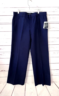 RALPH LAUREN Black Label Size 12 Low Rise Wide Leg Pants Navy Blue NWT $398 - Image 1 of 4