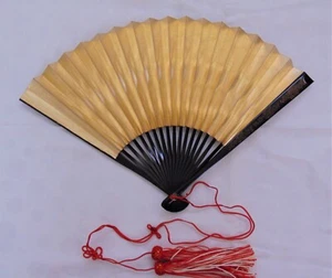 Vintage 1960's Chinese Fan Gold and Silver Long Life with Tassels NIB - Picture 1 of 7