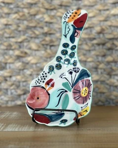 Anthropologie Cerámica Pintada a Mano Tema Floral Gres Cuchara Descanso Cocina - Imagen 1 de 8