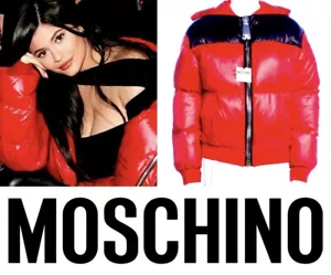 Nuevo Abrigo Tag Moschino Kylie Rojo Negro Abombado 38 40 42 2 4 6 Chaqueta Logo S M - Imagen 1 de 24