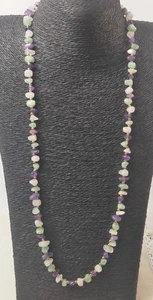 Vintage echte Amethyst Rosenquarz grüne Aventurin Perlenkette 32 Zoll lang - Bild 1 von 2