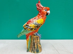 Ceramechi Pugi Italian Art Pottery Cockatoo Parrot 15" Majolica Sculpture AS IS - Picture 1 of 12