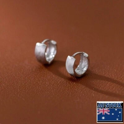 1 Pair Fashion Woman S925 Sterling Silver Brushed Hoop Huggie Earring Clip - Image 1 of 4
