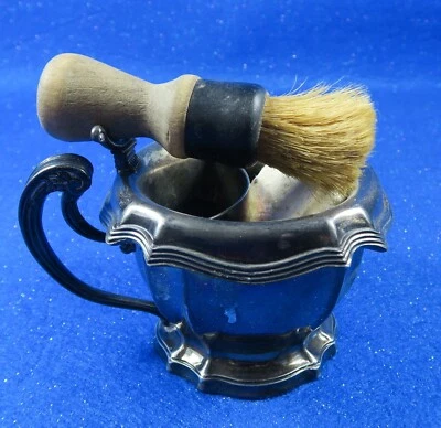 Taza de afeitar de placa cuádruple "Wilcox Silver Plate Co" Pat'd 6 de febrero de 1900 - Estate Foto 1 de 4