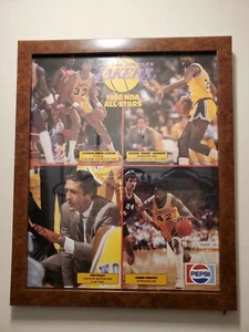 Vintage NBA 1986 LA Lakers Pepsi Framed Poster 18x22" Magic Kareem Worthy Riley - Picture 1 of 12