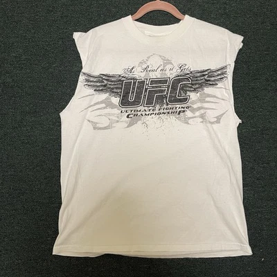Винтажная мужская футболка UFC без рукавов большая белая Y2K Affliction - Изображение 1 из 4
