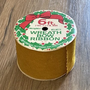 "Cinta de arco de corona aterciopelada Wrights de oro amarillo de 6 pies de 2,5"" de ancho" - Imagen 1 de 5