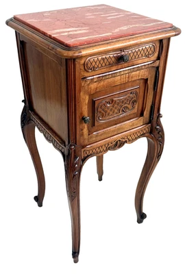 Cama/mesa auxiliar de mármol nogal tallado estilo francés Luis XV del siglo XIX Foto 1 de 4