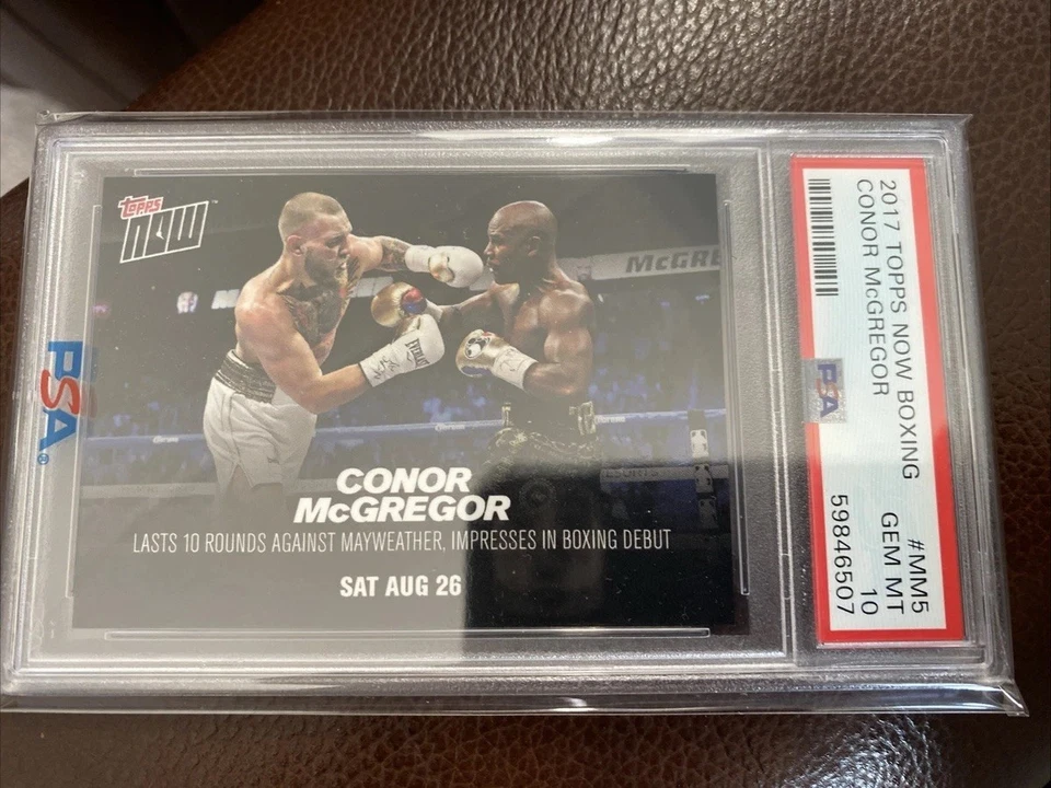 PSA 10 Conor McGregor vs Floyd Mayweather 2017 Topps Now Card MM5 BOXING Low Pop - Image 1 of 2