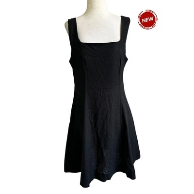 Rachel Zoe Black Linen Blend A-line Dress w/ Pockets Women's Size 4 NWT | 55-58 - Image 1 of 4