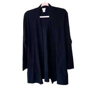 CHICO'S Black Cardigan Sweater Mixed Rib Women's Size L NWT - Picture 1 of 9