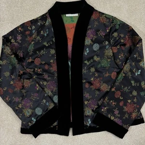 Lord and Taylor Kimono Jacket Vintage Brocade Velvet Trimmed Boho Size S/M - Picture 1 of 16