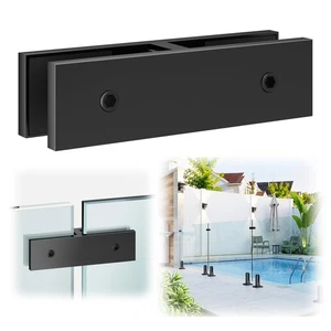 1 Pack 180 Degrees Outdoor Black Powder-Coated Railing Glass to Glass Clamp F... - Picture 1 of 7