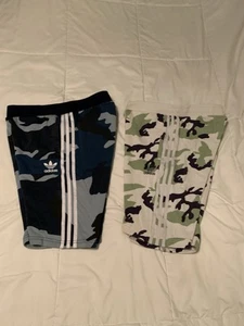Lot Of 2 Adidas Boys Sweat Shorts Youth Large 13-14 Fleece Camo - Picture 1 of 5