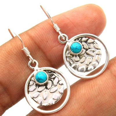 Simulated Turquoise Gemstone Handmade Designer Boho Earring - Image 1 of 2