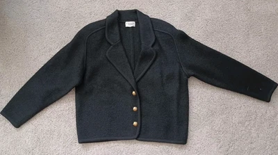 Chaqueta de lana hervida Carroll Reed de colección talla L negra con botones en tono dorado Foto 1 de 3