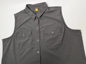 Eddie Bauer Travex 2XL Travel Sleeveless Button Down Shirt Grey Lightweight - Picture 1 of 9