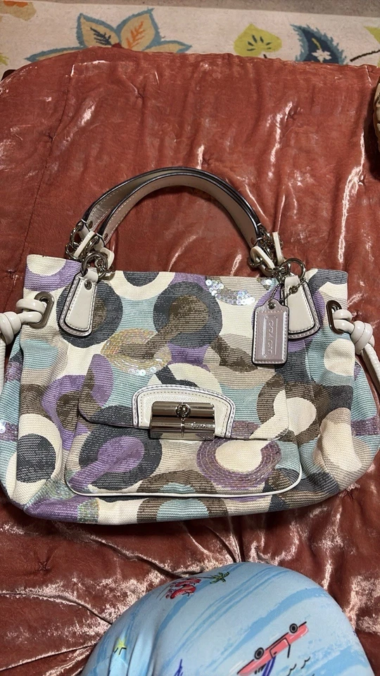 Bolso de mano Coach Kristin Op Art lentejuelas lona/cuero hobo talla única Foto 1 de 4