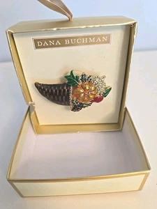 Großes Dana Buchman braunes Emaille Füllhorn mit Strass Trauben Blätter & Emaille  - Bild 1 von 12