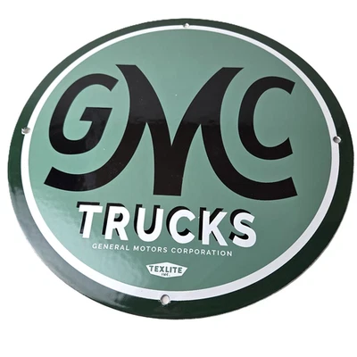 Винтажная фарфоровая вывеска General Motors - GMC автомобили грузовики бензонасос - Изображение 1 из 4