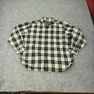 Chemise vintage Eddie Bauer homme grande taille noire à carreaux boutonnée flanelle décontractée années 90 - Photo 1/7