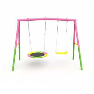 Outdoor Metal Swing Set Heavy-Duty Swing Stand for Kids Backyard 440lb Capacity - Picture 1 of 6