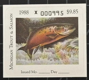 US Stamps - 1988 Michigan Trout & Salmon Stamp - SC# MITS 24 - Unused - Picture 1 of 1