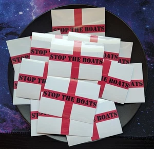 STOP THE BOATS CAMPAIGN X 100 STICKERS 8CM X 5.8CM - ANARCHY NATIONALIST PROTEST - Picture 1 of 2