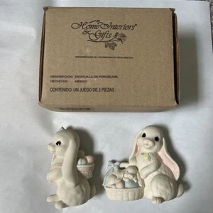 Lot Of 2 Home Interiors 1999 Lovin Bunnies Ceramic Figurines Easter Spring - Picture 1 of 8