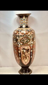 Large Antique Japanese Meiji bronze cloisonné enamel dragon phoenix vase - Picture 1 of 12