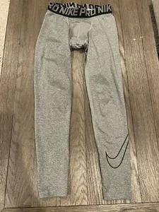 Boys Nike Pro spandex Gray Compression Tights Large - Picture 1 of 1