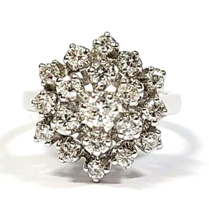 Vintage .60 Carat Diamond 14k White Gold Cocktail Ring Size 6.5 - Picture 1 of 7