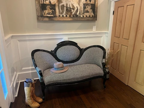 Antique 1800's " Victorian French Style" Houndstooth Loveseat/Settee Cover