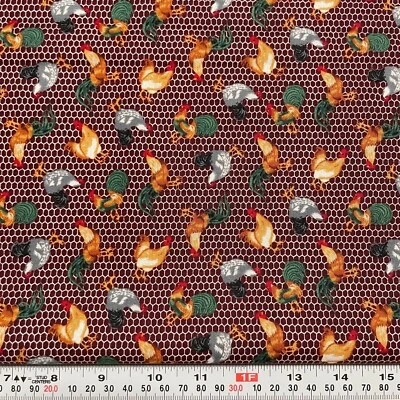 Vintage Chickens Wire Karen Jarrar for Marcus Brothers Cotton Remnant 16" x 43" - Image 1 of 2