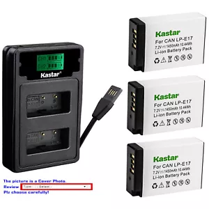 Kastar Battery LZD2 USB Charger for Canon LP-E17 LPE17 Canon EOS 77D 8000D DSLR - Picture 1 of 11