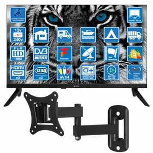 22" TV + Wall Bracket 12V / 240V Full HD TV ideal for MOTORHOME CARAVAN BOAT VAN - Picture 1 of 7