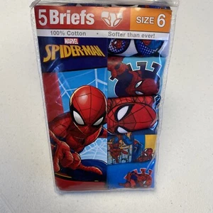 *NEW* Marvel Spider-Man Boy's Size 6 Tag Free Cotton 5-Pack Brief Underwear - Picture 1 of 2