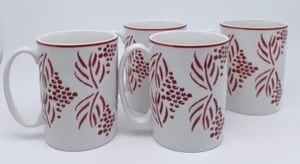 Lenox Pointe Berry Porcelain 12 oz Mug Set of 4 Cranberry and White - Picture 1 of 8