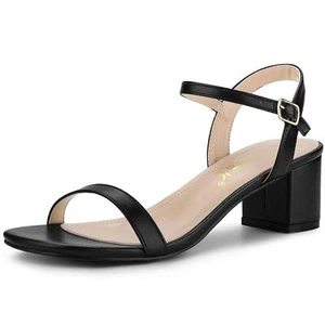 Women's Slingback Buckle Chunky Heel Heels Sandals - Picture 1 of 9